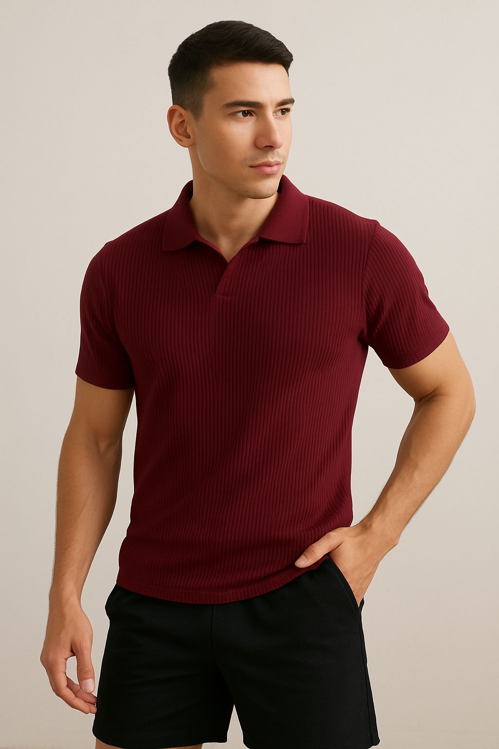 Textured V-Neck Polo | V-TVP1